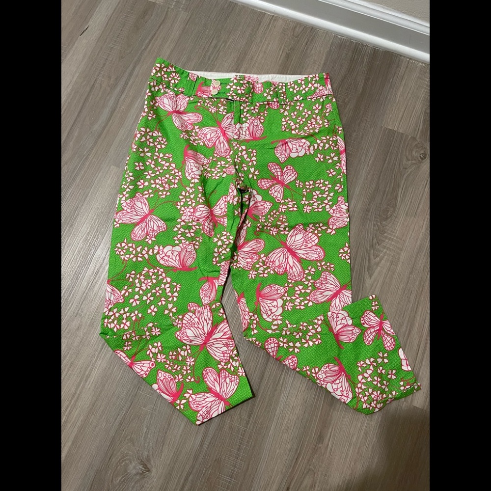 Lilly Pulitzer Green/Pink Dream Weaver Butterfly Pants
